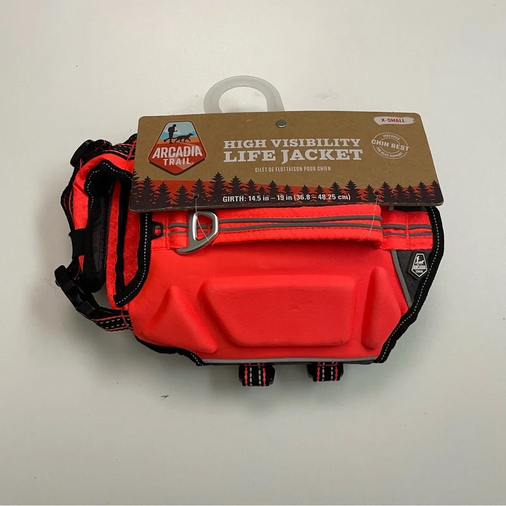 Arcadia Trail Dog Life Jacket Vest High Visibility Floatation Aid Adjustable XS